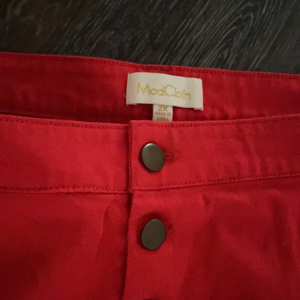 Red ModCloth Button Fly Shorts - Picture 2 of 7